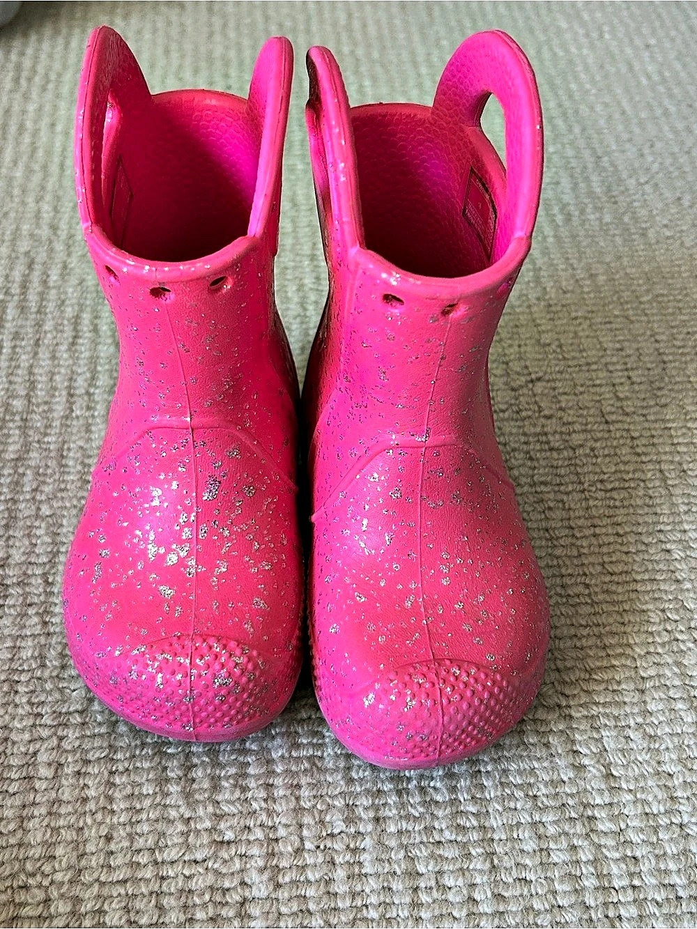 Crocs Kids' Handle It Glitter Rain Boot Pink Girls 6
